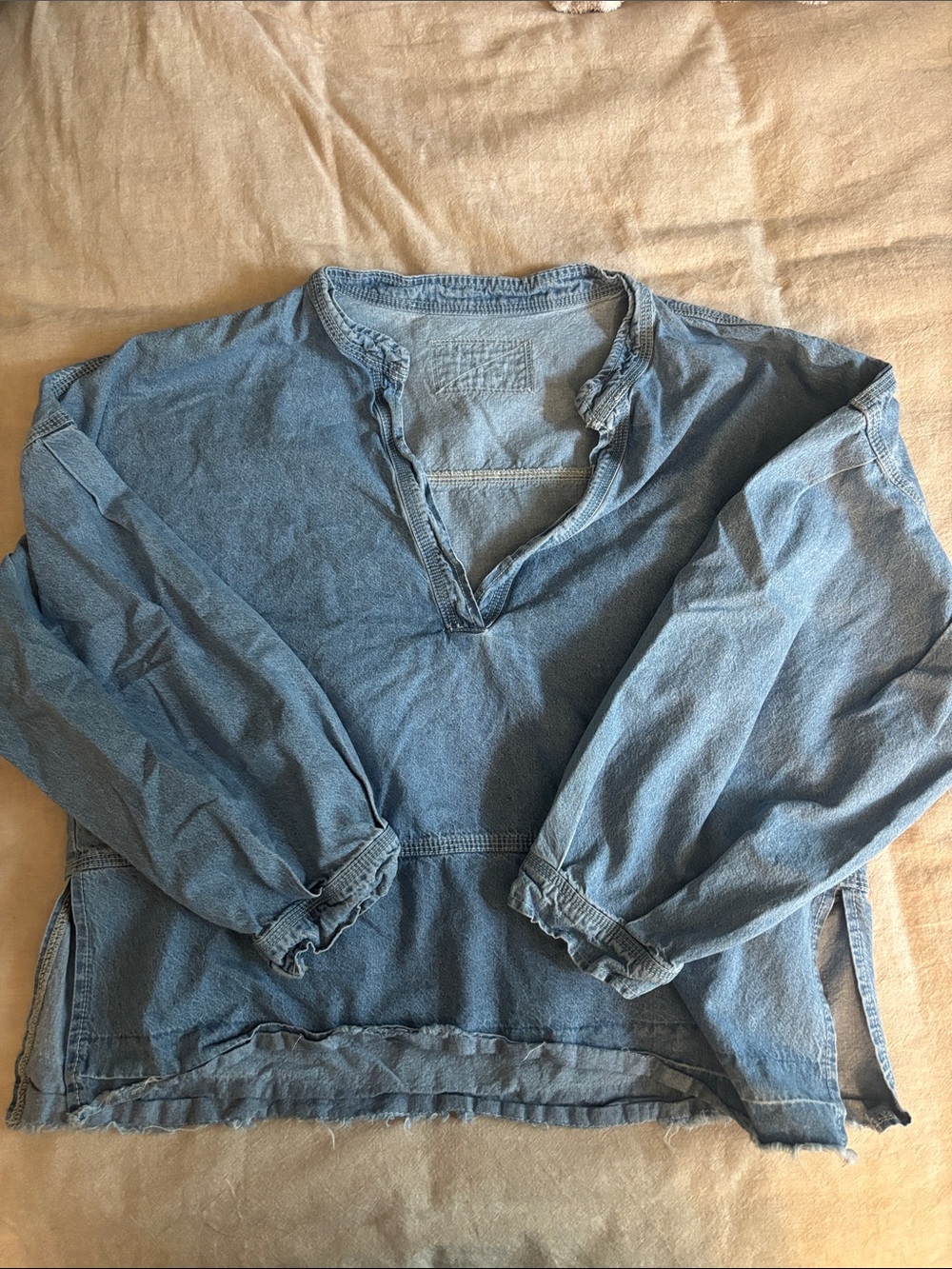 Light Blue Denim Pullover Top